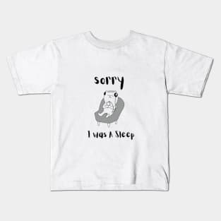 sorry, i was asleep, sleepy cat, cat listining to music, cat lover, mom cat, funny cat Kids T-Shirt